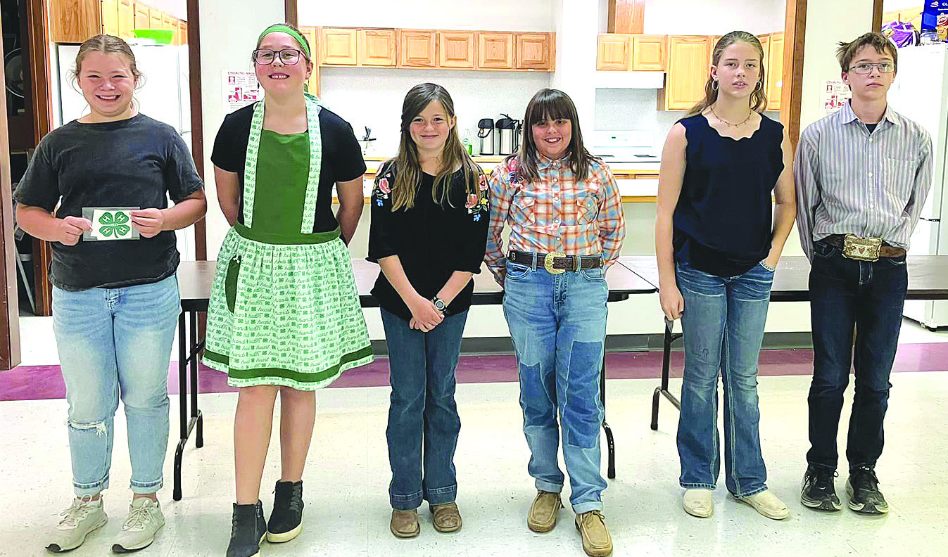 Participants in last Saturday’s county food show include juniors (top photo. l-r) Truitt Burton, Daxton Lehew, Maggy Spraberry, Dally Bezner, and Cameron Burton, as well as intermediates (lower photo) Willa Early, Kimberly Howe, Emmie Hise, Carly Kreitler, Ellie Compton, and James Hise. Courtesy Photo