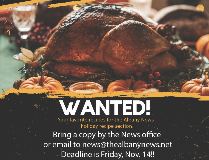 Holiday recipes needed for The Albany News special section