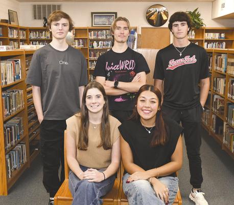Serving as National Honor Society officers for this school year are (front, l-r) Avery Everitt - president, Gabby Lopez - vice president, (back) Holden Sanchez - parliamentarian, Jonathan Coody - reporter, Will LeMay - treasurer, and (not pictured) John Birkla - secretary. The group is already gearing up for several community service projects. Donnie Lucas / Albany News