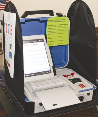 In addition to being posted on the walls, there are lists of write-in candidates hanging at each voting booth. Early voting ends Friday. Donn ie Lucas / Albany News